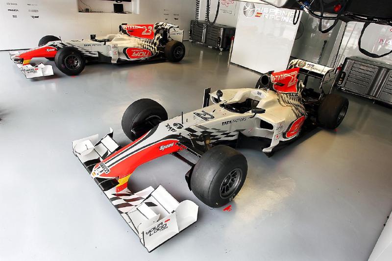 The Hispania Racing F1 Team (HRT) F111s in the garage. Formula One World Championship, Rd 2, Malaysian Grand Prix, Race Day, Sepang, Malaysia, Sunday, 10 April 2011