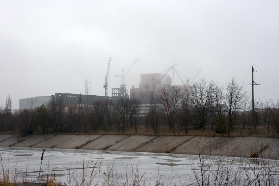 Chernobyl reactors 5 and 6. According to our guide, these are reactors 5 and 6, but it might be a bit hard to see in the fog.