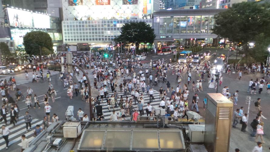 The crossing in front of Shibyua Station, supposedly the world’s busiest crossing