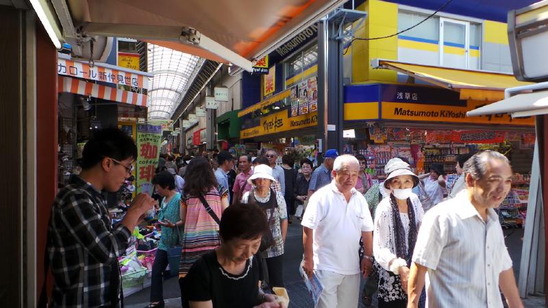 Shopping stalls in Asakusa.